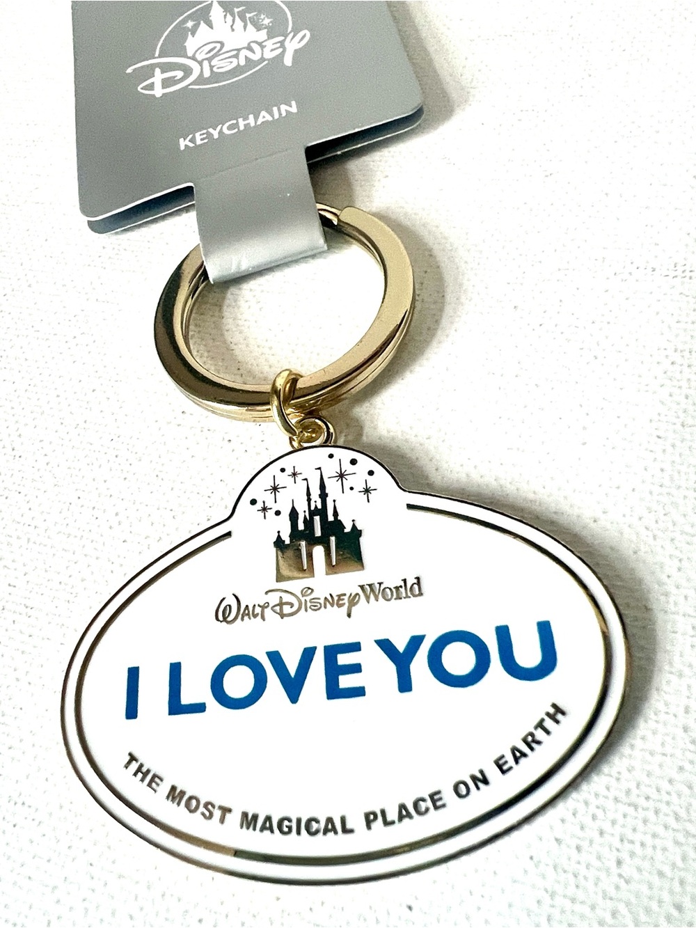 NWT Disney Cast Member Name Tag “I LOVE YOU' Enamel Keychain